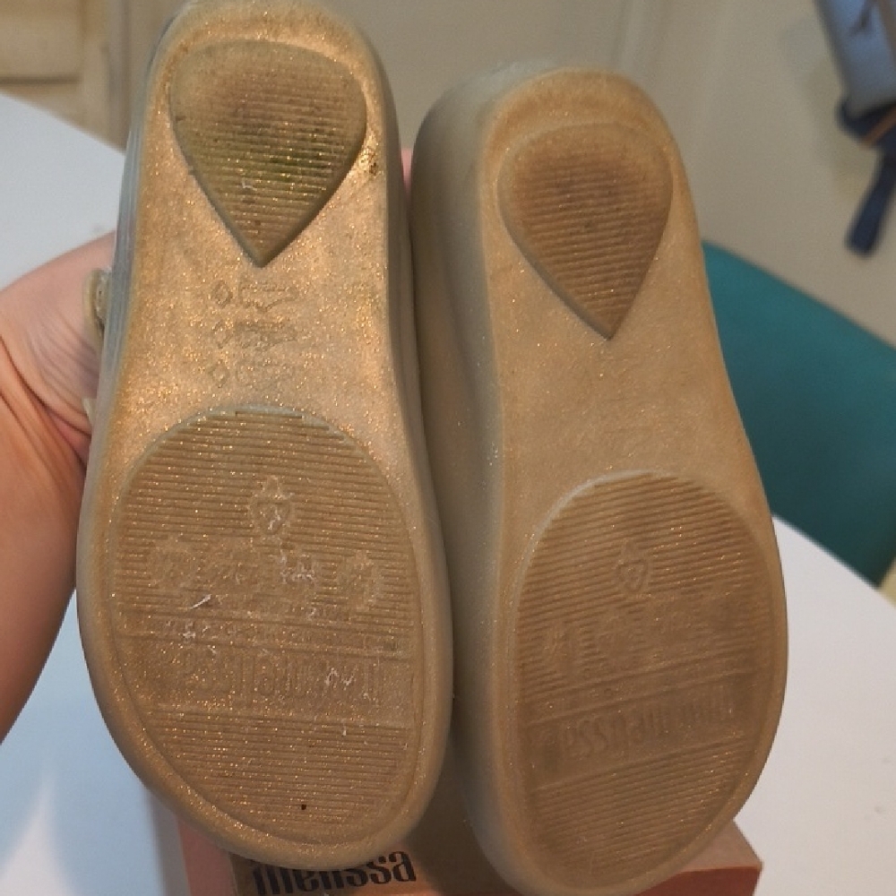 Mini Melissa Shimmery Tan Flower Shoes - Picture 5 of 6